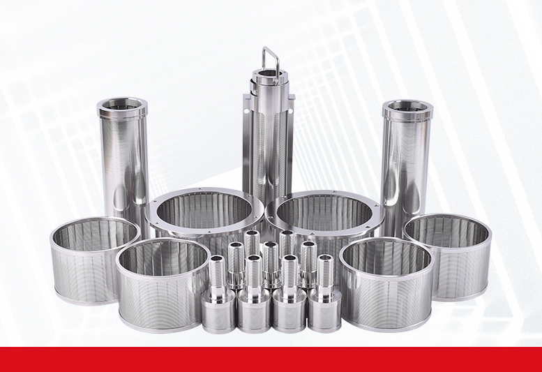 Stainless steel wedge-shaped wire filter element